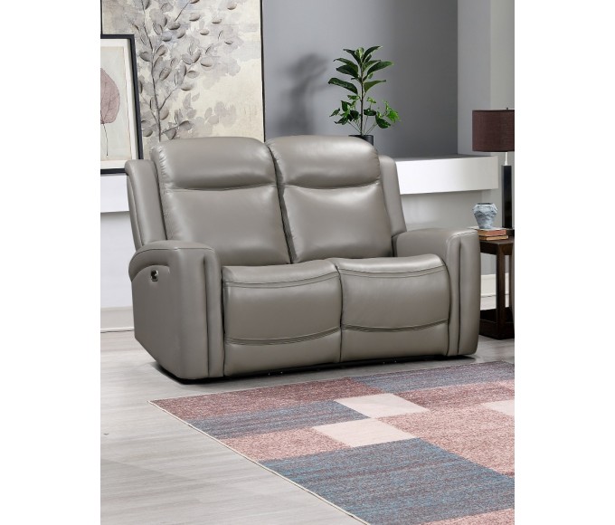 Katlyn Leather Power Reclining Loveseat - Grey